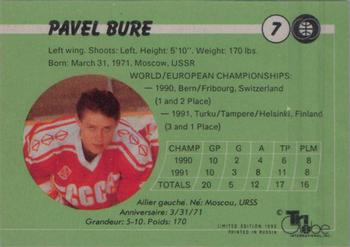1991-92 Tri-Globe Magnificent Five #7 Pavel Bure Back