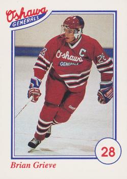 1991-92 Domino's/Coca-Cola Oshawa Generals (OHL) #28 Brian Grieve Front