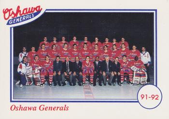 1991-92 Domino's/Coca-Cola Oshawa Generals (OHL) #29 Oshawa Generals-Team Photo Front