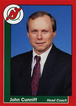 1990-91 Carretta New Jersey Devils #9 John Cunniff Front