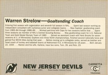 1990-91 Carretta New Jersey Devils #26 Warren Strelow Back