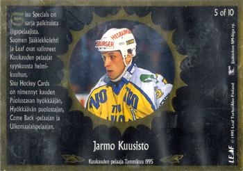 1995-96 Leaf Sisu SM-Liiga (Finnish) - Sisu Specials Black #5 Jarmo Kuusisto Back