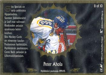 1995-96 Leaf Sisu SM-Liiga (Finnish) - Sisu Specials Black #8 Peter Ahola Back
