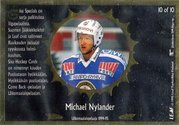 1995-96 Leaf Sisu SM-Liiga (Finnish) - Sisu Specials Black #10 Michael Nylander Back