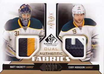 2014-15 SP Game Used - Authentic Fabrics Dual Patches #AF2-HH Cody Hodgson / Matt Hackett Front