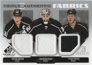 2014-15 SP Game Used - Authentic Fabrics Triples #AF3-LAK Dustin Brown / Tyler Toffoli / Jonathan Quick Front
