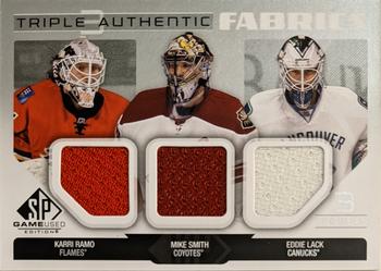 2014-15 SP Game Used - Authentic Fabrics Triples #AF3-GK Mike Smith / Eddie Lack / Karri Ramo Front