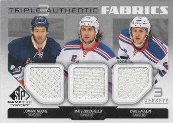 2014-15 SP Game Used - Authentic Fabrics Triples #AF3-NYR Dominic Moore / Mats Zuccarello / Carl Hagelin Front