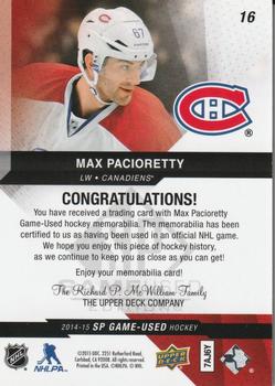 2014-15 SP Game Used - Gold Jerseys #16 Max Pacioretty Back