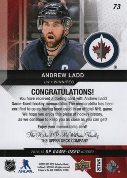 2014-15 SP Game Used - Gold Jerseys #73 Andrew Ladd Back