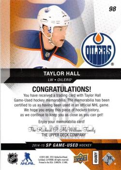 2014-15 SP Game Used - Gold Jerseys #98 Taylor Hall Back