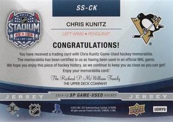 2014-15 SP Game Used - Stadium Series Materials Jerseys #SS-CK Chris Kunitz Back