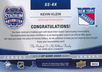 2014-15 SP Game Used - Stadium Series Materials Jerseys #SS-KK Kevin Klein Back