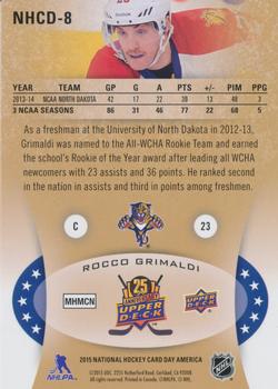 2015 Upper Deck National Hockey Card Day USA #NHCD-8 Rocco Grimaldi Back