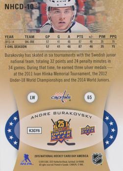 2015 Upper Deck National Hockey Card Day USA #NHCD-10 Andre Burakovsky Back