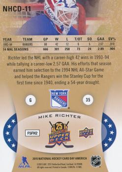 2015 Upper Deck National Hockey Card Day USA #NHCD-11 Mike Richter Back