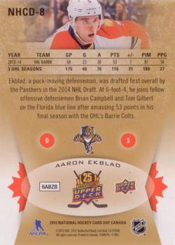 2015 Upper Deck National Hockey Card Day Canada #NHCD-8 Aaron Ekblad Back