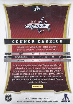 2013-14 Panini Rookie Anthology - 2013-14 Panini Select Update #377 Connor Carrick Back