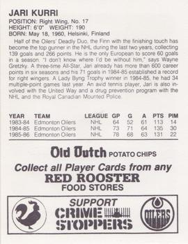 1986-87 Red Rooster Edmonton Oilers #NNO Jari Kurri Back