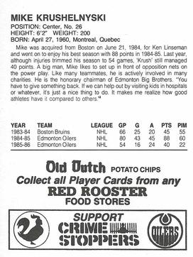 1986-87 Red Rooster Edmonton Oilers #NNO Mike Krushelnyski Back