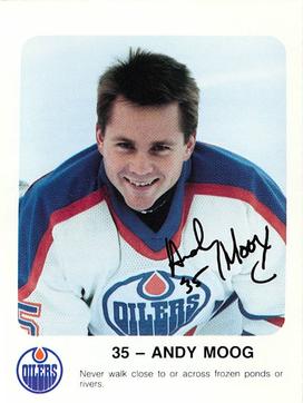 1986-87 Red Rooster Edmonton Oilers #NNO Andy Moog Front