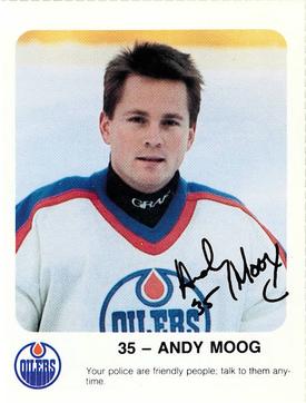 1986-87 Red Rooster Edmonton Oilers #NNO Andy Moog Front