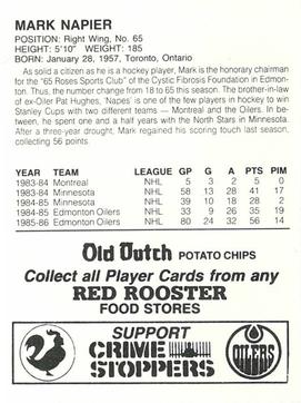1986-87 Red Rooster Edmonton Oilers #NNO Mark Napier Back
