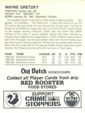 1986-87 Red Rooster Edmonton Oilers #NNO Wayne Gretzky Back