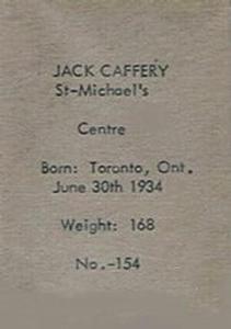 1952-53 Bedard & Donaldson (Anonymous) Juniors #154 Jack Caffery Back