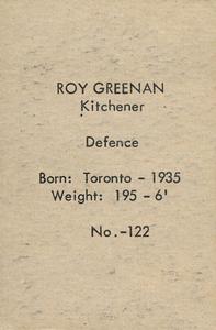 1952-53 Bedard & Donaldson (Anonymous) Juniors #122 Roy Greenan Back
