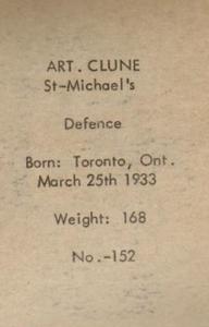 1952-53 Bedard & Donaldson (Anonymous) Juniors #152 Art Clune Back