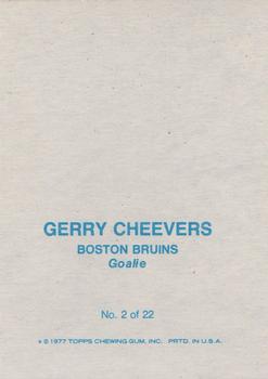 1977-78 Topps - Glossy Inserts (Square Corners) #2 Gerry Cheevers Back