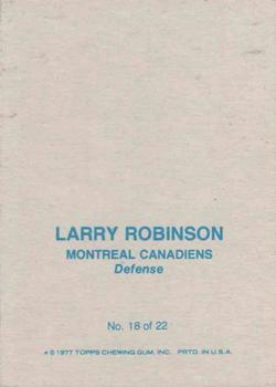 1977-78 Topps - Glossy Inserts (Square Corners) #18 Larry Robinson Back
