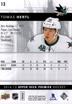 2014-15 Upper Deck Premier #13 Tomas Hertl Back