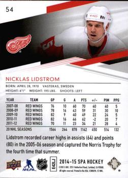 2014-15 SP Authentic #54 Nicklas Lidstrom Back