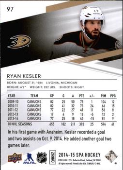 2014-15 SP Authentic #97 Ryan Kesler Back