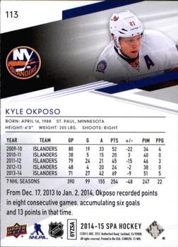 2014-15 SP Authentic #113 Kyle Okposo Back