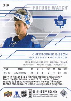 2014-15 SP Authentic #219 Christopher Gibson Back