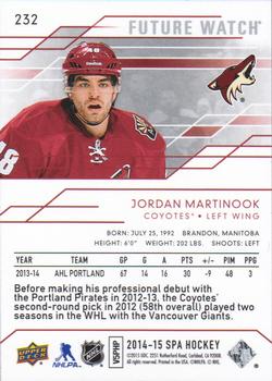 2014-15 SP Authentic #232 Jordan Martinook Back
