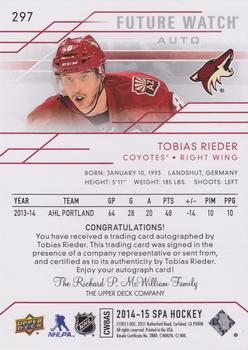 2014-15 SP Authentic #297 Tobias Rieder Back