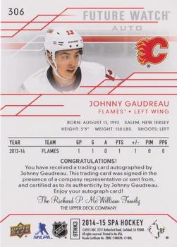 2014-15 SP Authentic #306 Johnny Gaudreau Back
