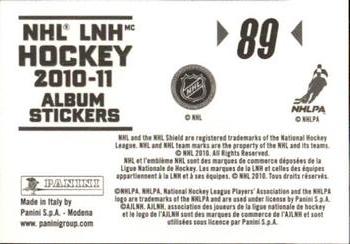 2010-11 Panini Stickers #89 Henrik Lundqvist Back