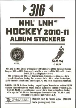 2010-11 Panini Stickers #316 Washington Capitals Back