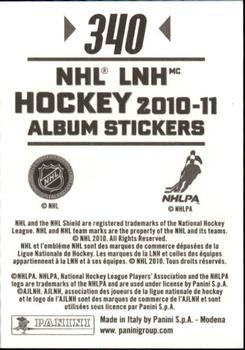 2010-11 Panini Stickers #340 Nick Bonino Back