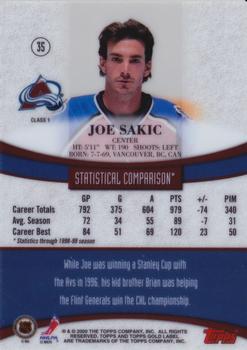 1999-00 Topps Gold Label #35 Joe Sakic  Back