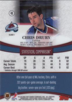 1999-00 Topps Gold Label #48 Chris Drury  Back
