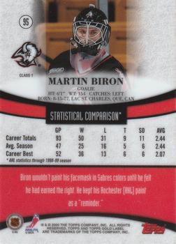 1999-00 Topps Gold Label #95 Martin Biron  Back