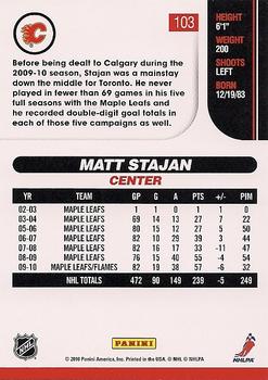 2010-11 Score #103 Matt Stajan  Back