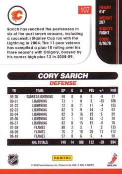 2010-11 Score #107 Cory Sarich  Back