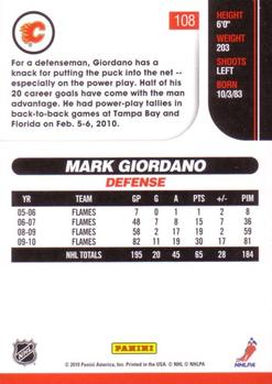 2010-11 Score #108 Mark Giordano  Back